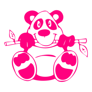 Funny Panda Eating Bamboo Decal (Hot Pink)